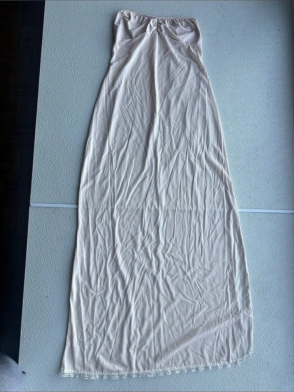 Vintage Ivory Strapless Maxi Slip | Lace Trim Bridal Cottagecore